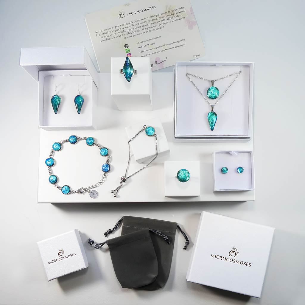 NECKLACE TURQUOISE ~ NIGHT BLUE | HEART | REFLET