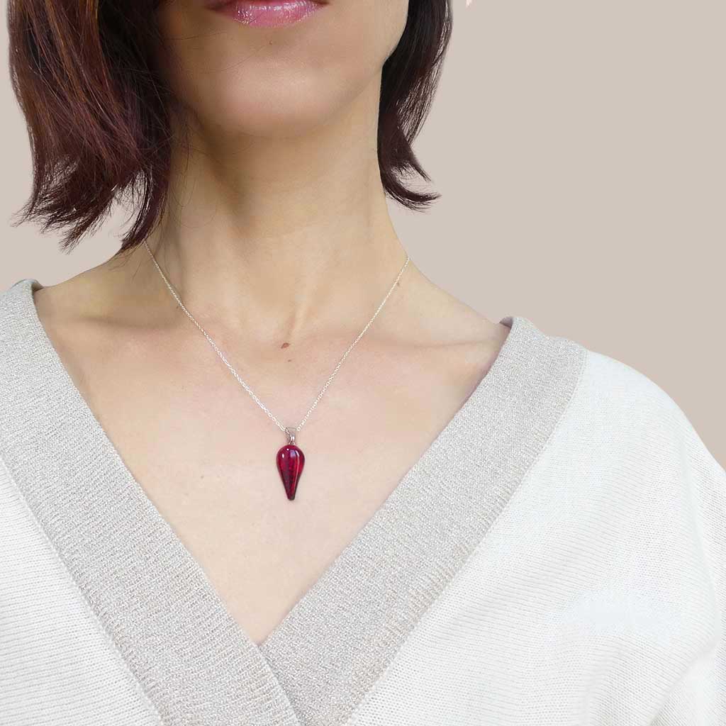 NECKLACE RED RUBY | DROP | REFLET
