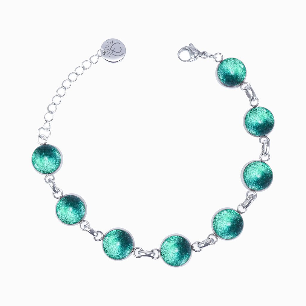 Microcosmoses BRACELET GLASS REFLET BRACELET EMERAUDE ~ IRIS BLUE | REFLET | ADJUSTABLE STEEL