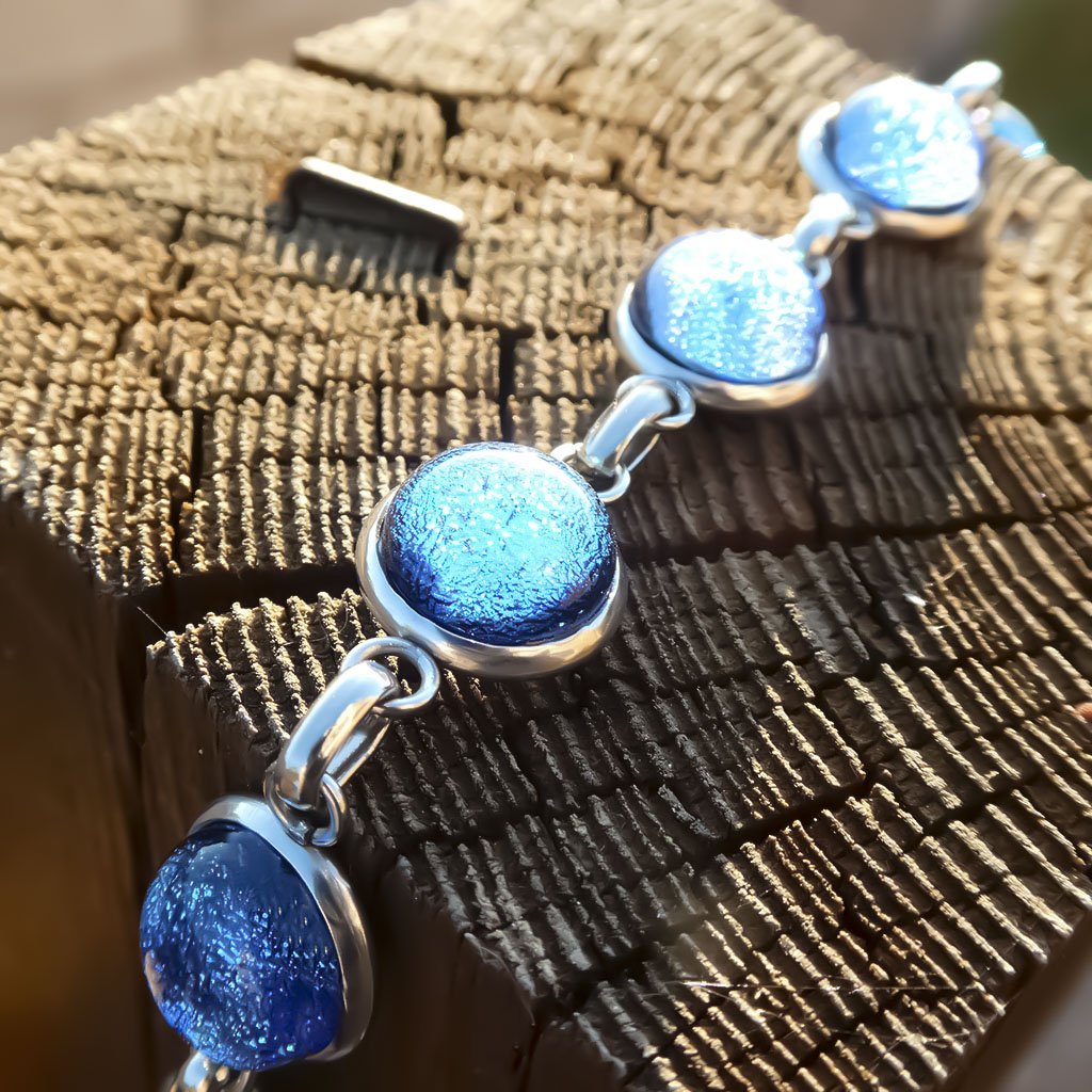 Microcosmoses BRACELET GLASS REFLET BRACELET STARRY BLUE ~ INDIGO | REFLET | ADJUSTABLE STEEL