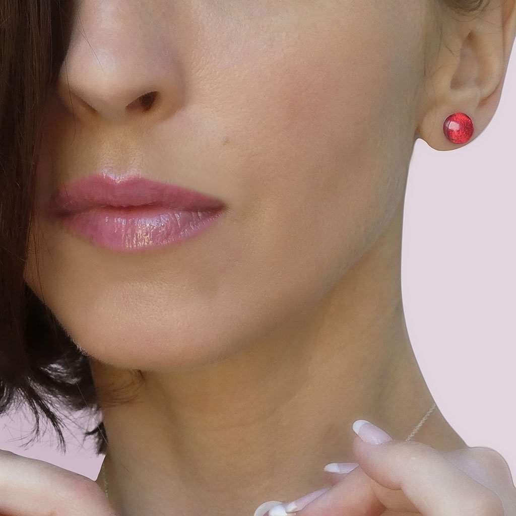 Microcosmoses EARRINGS GLASS REFLET EARRINGS RED | ECLIPSE | STUD | REFLET
