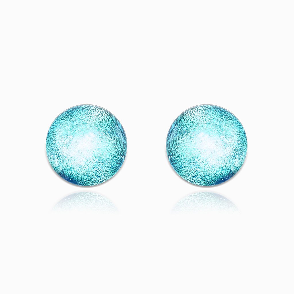 Microcosmoses EARRINGS GLASS REFLET EARRINGS TURQUOISE ~ NIGHT BLUE | ECLIPSE | STUD | REFLET
