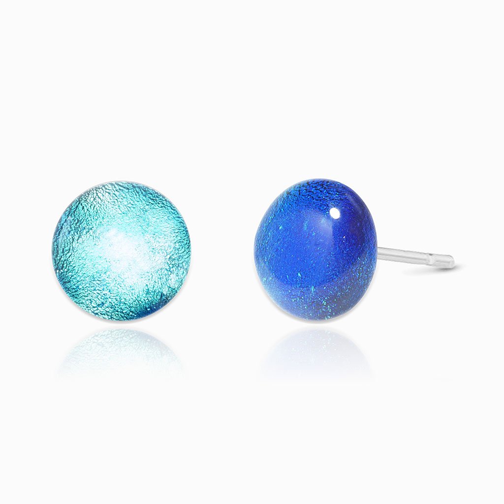 Microcosmoses EARRINGS GLASS REFLET EARRINGS TURQUOISE ~ NIGHT BLUE | ECLIPSE | STUD | REFLET