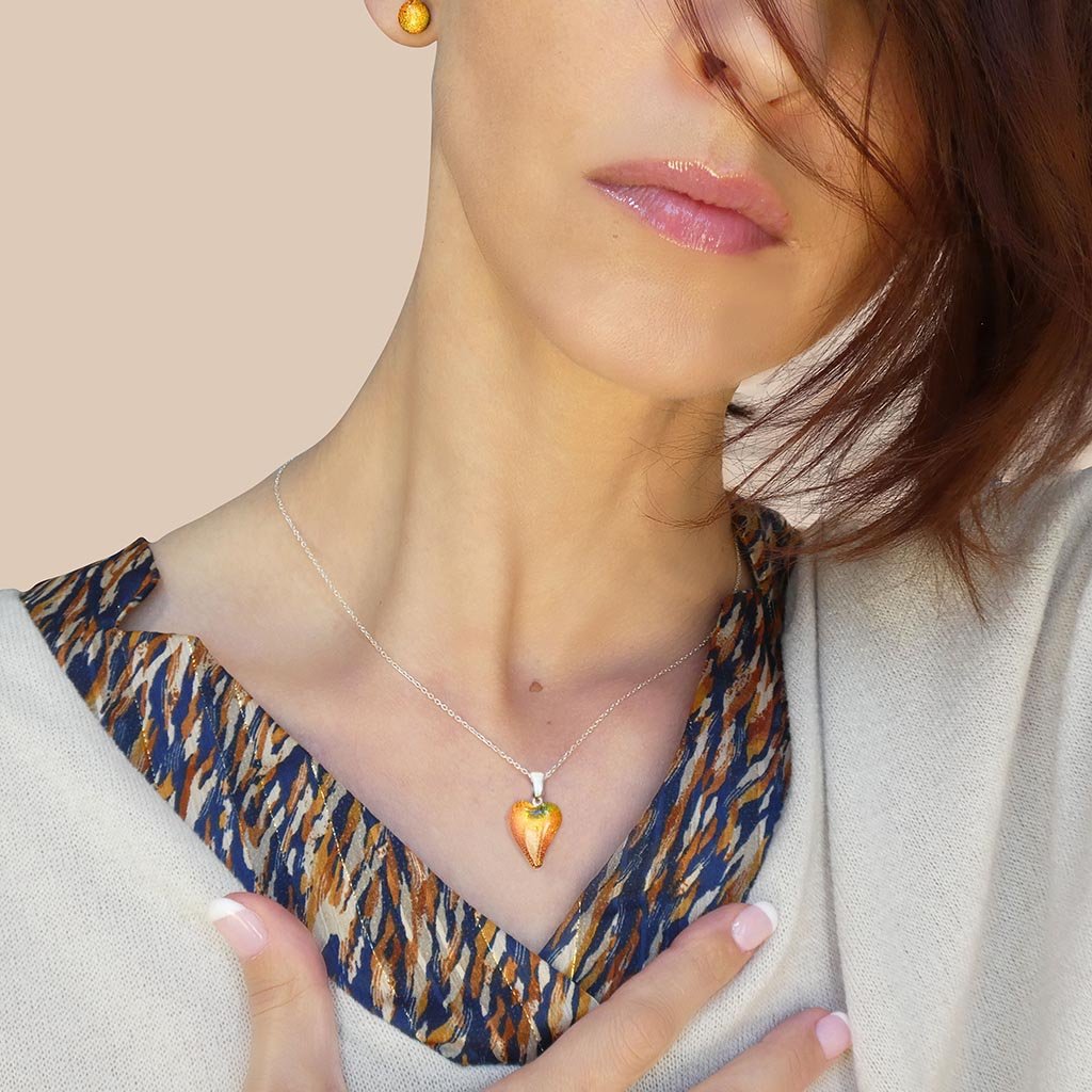 Crystal Heart Necklace - Gold Smoke