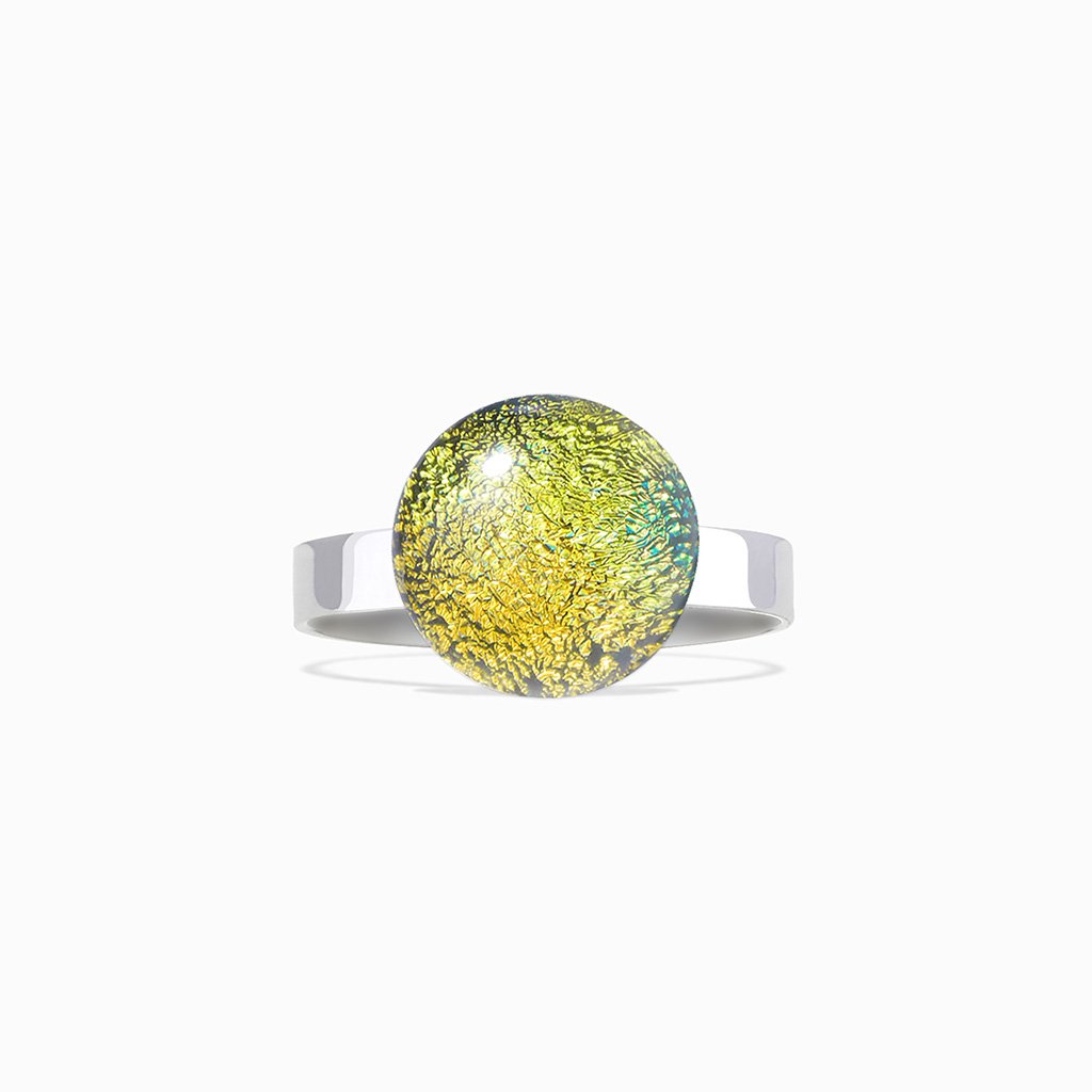 Microcosmoses RINGS GLASS REFLET RING GOLD ~ GREEN BOKEH | ECLIPSE | REFLET