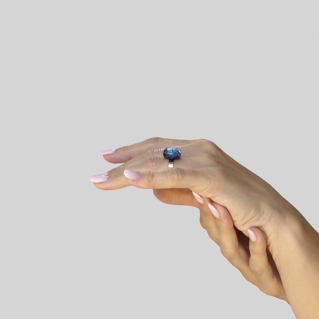 Microcosmoses RINGS GLASS REFLET RING GOLD ~ GREEN BOKEH | SQUIRCLE | REFLET