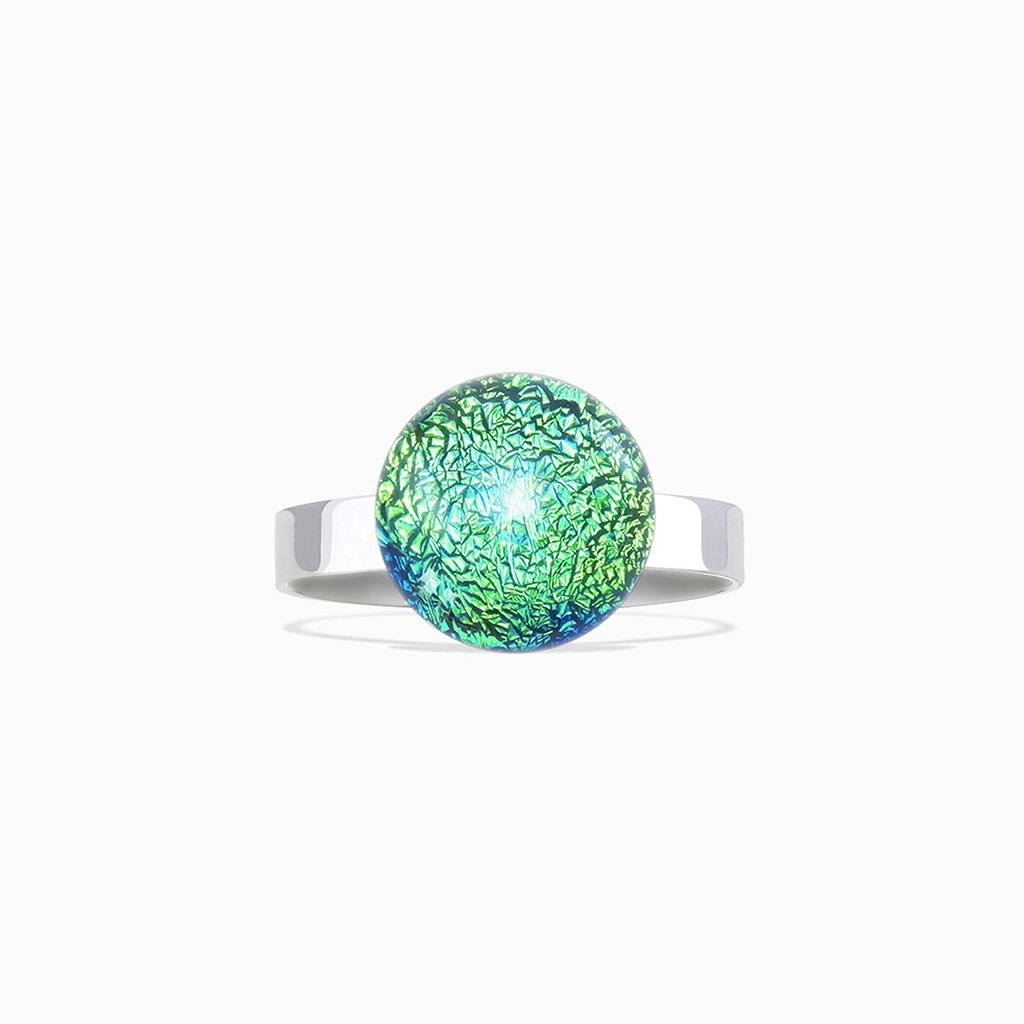 Microcosmoses RINGS GLASS REFLET RING GREEN KELLY ~ BLUE BELIZE | ECLIPSE | REFLET