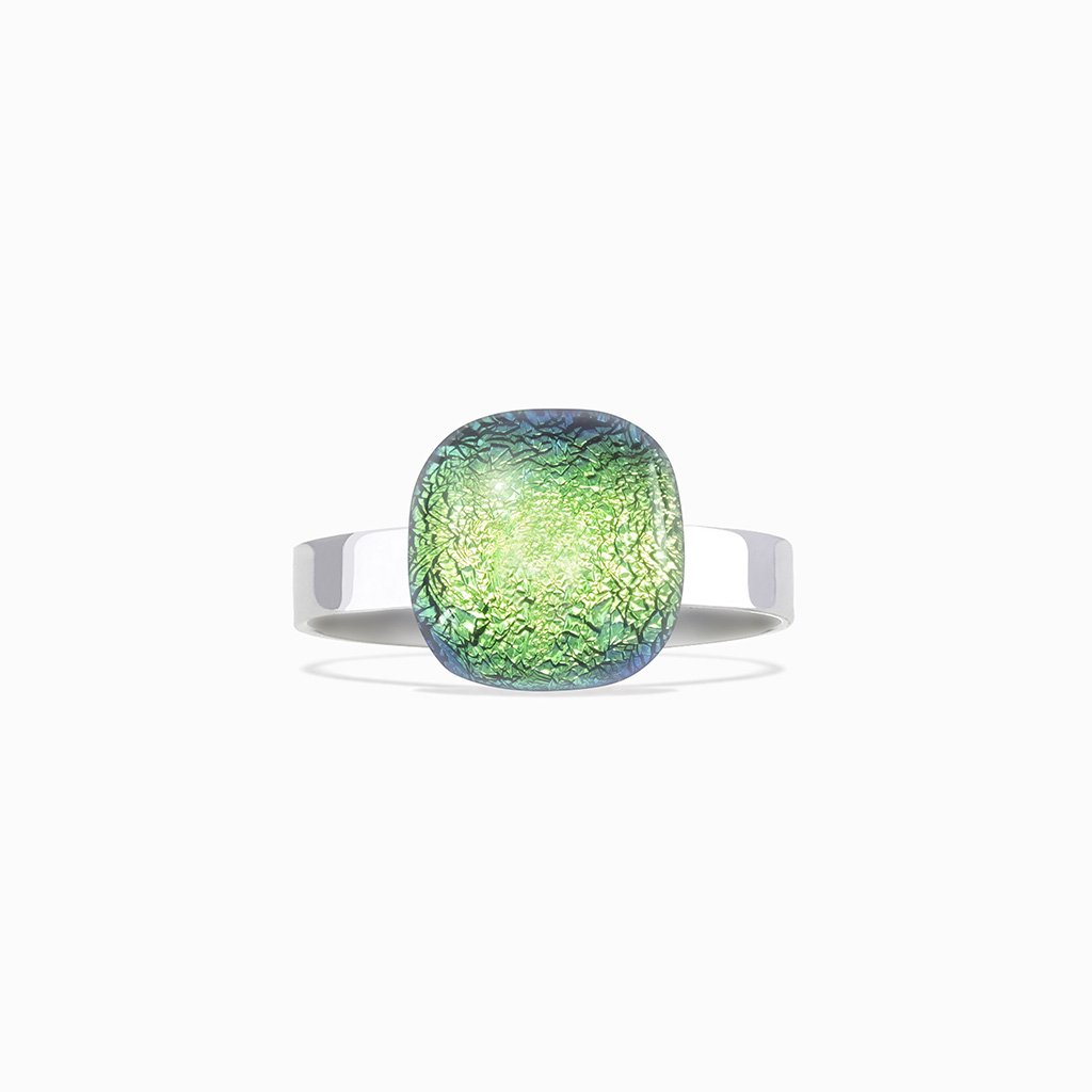 Microcosmoses RINGS GLASS REFLET RING GREEN KELLY ~ BLUE BELIZE | SQUIRCLE | REFLET