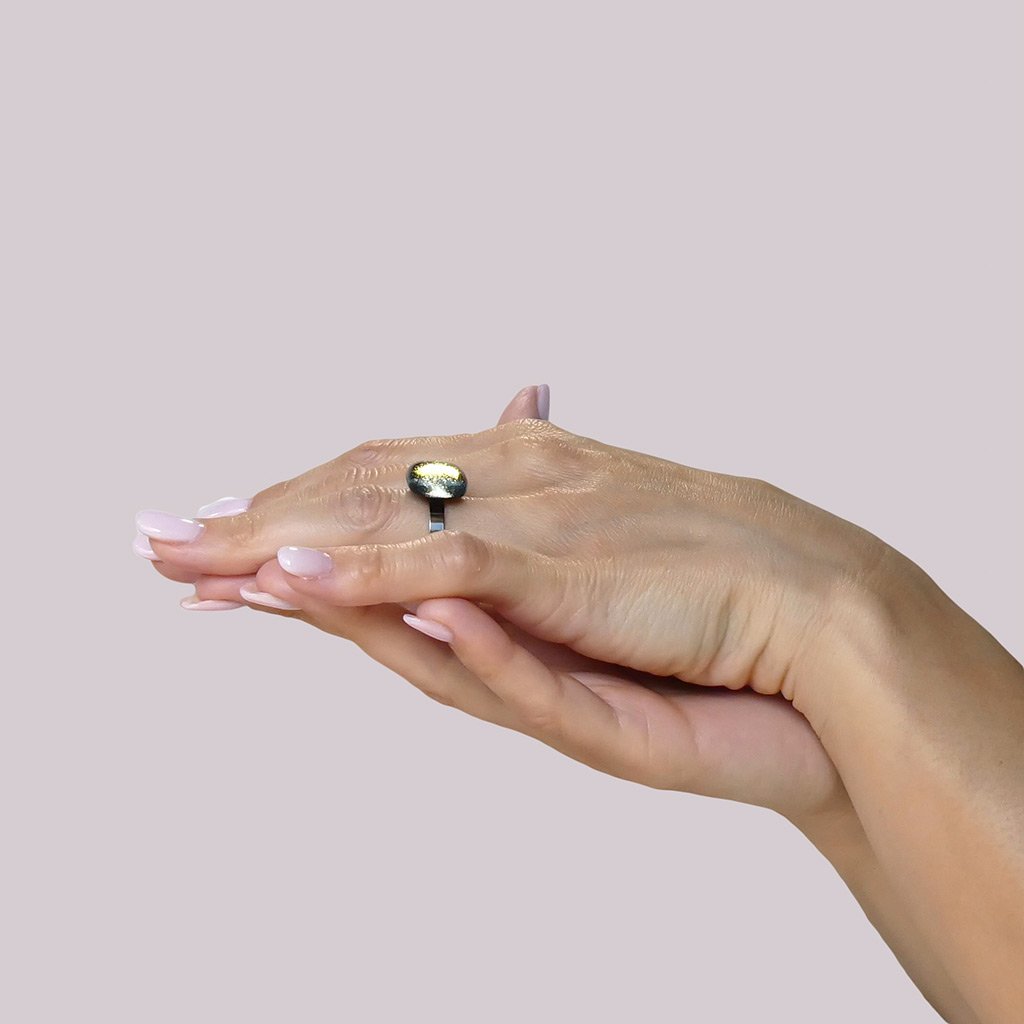 Microcosmoses RINGS GLASS REFLET RING INDIGO ~ ETERNAL FUSHIA | SQUIRCLE | REFLET