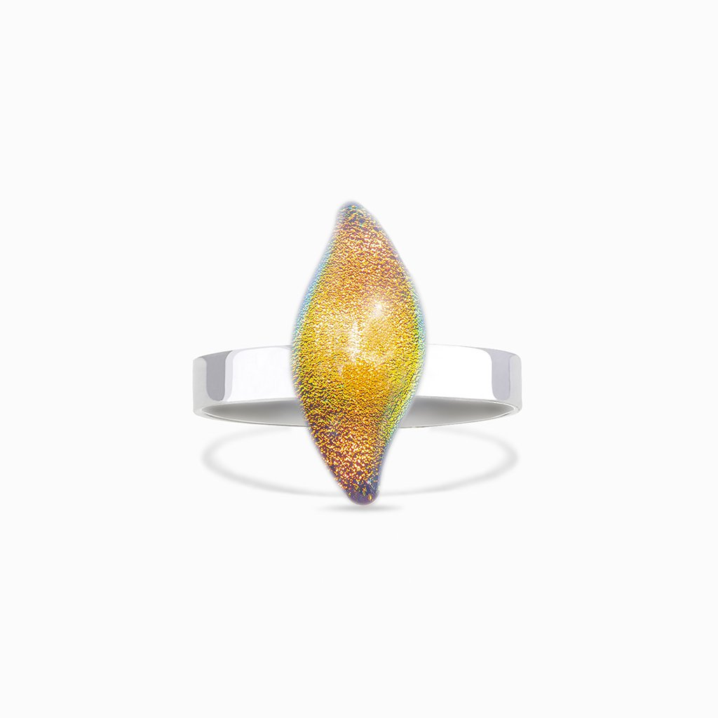 Microcosmoses RINGS GLASS REFLET RING ORANGE FIRE ~ CRYSTAL GREEN | ALMOND | REFLET