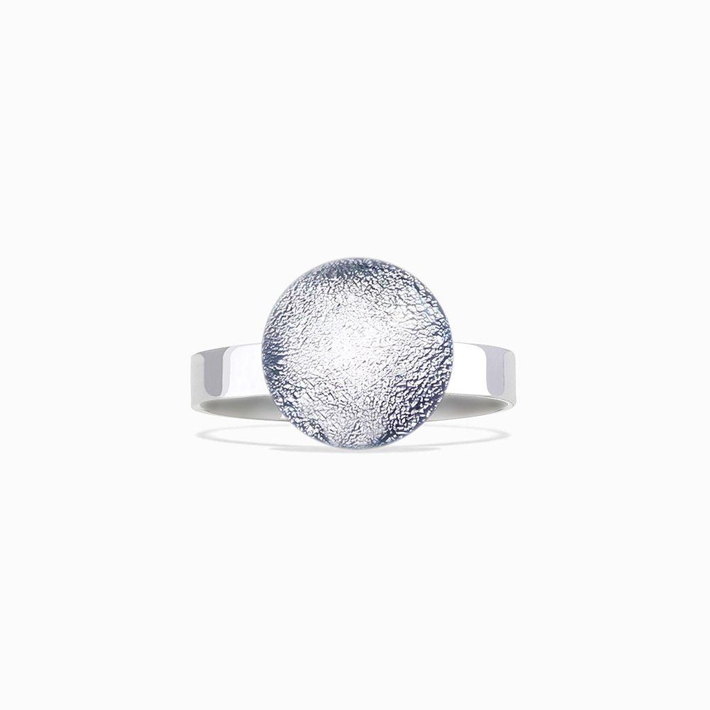 Microcosmoses RINGS GLASS REFLET RING SILVER PEARL ~ AQUA | ECLIPSE | REFLET