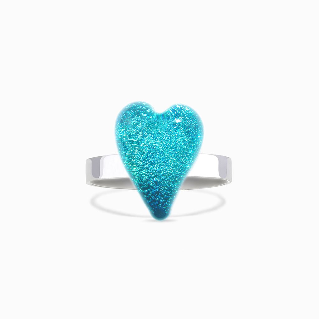 Microcosmoses RINGS GLASS REFLET RING TURQUOISE ~ NIGHT BLUE | HEART | REFLET