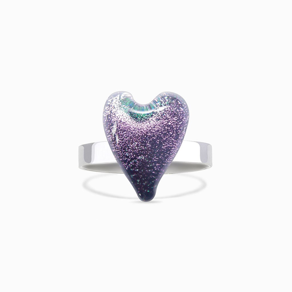 Microcosmoses RINGS GLASS REFLET RING VIOLET ~ EMERALD | HEART | REFLET