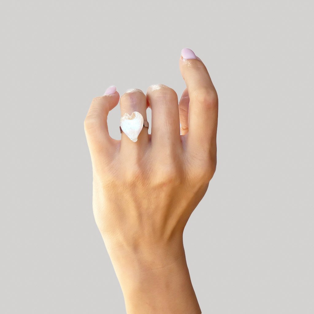 Microcosmoses RINGS GLASS REFLET RING WHITE RIVER | HEART | REFLET