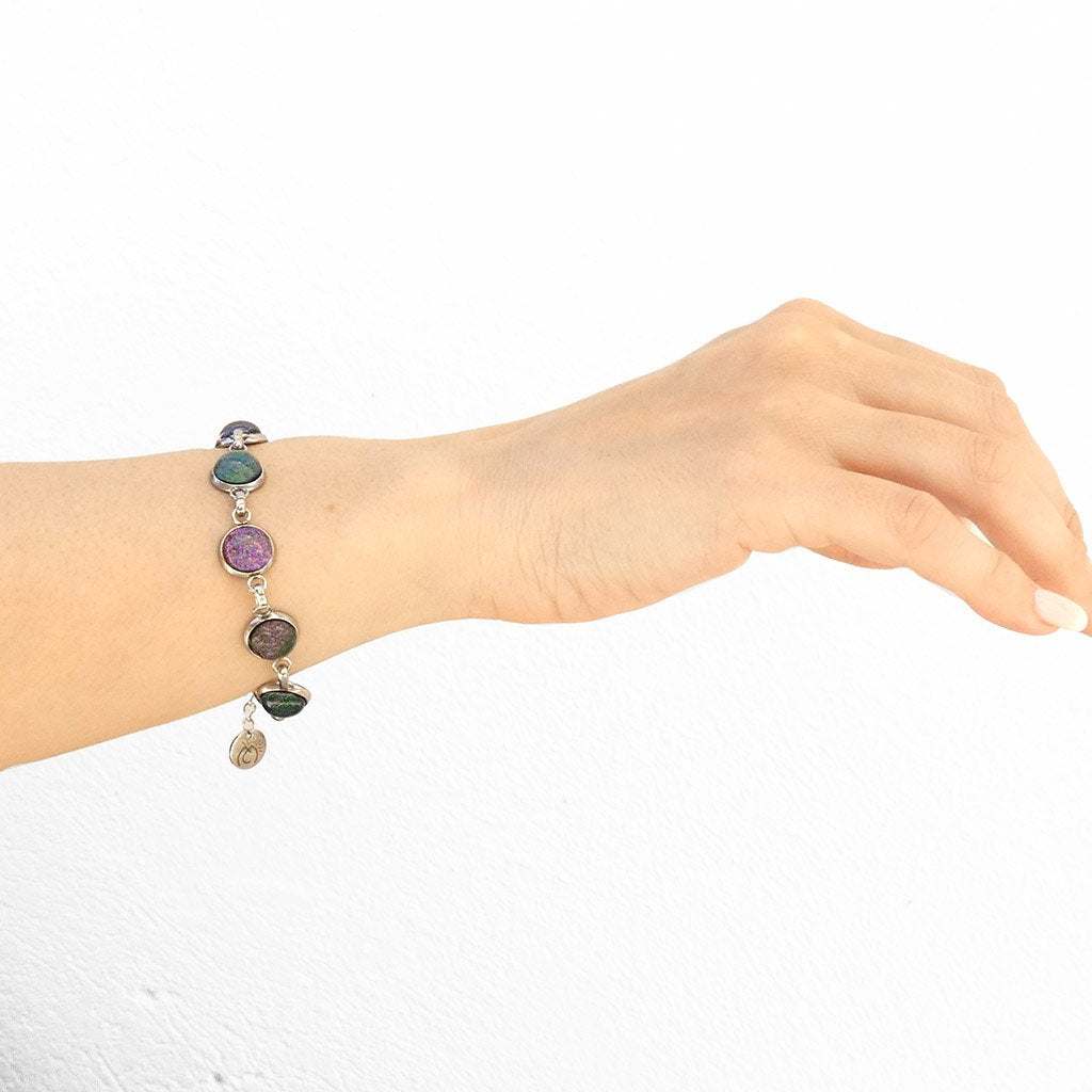 Microcosmoses BRACELET GLASS REFLET BRACELET VIOLET ~ EMERALD | REFLET | ADJUSTABLE STEEL