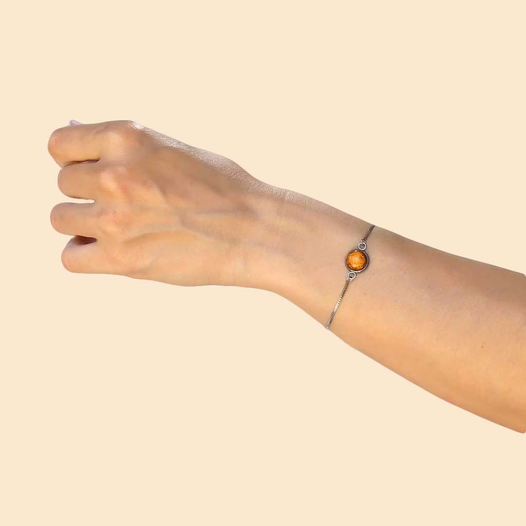 Microcosmoses BRACELET STEEL BRACELET ORANGE FIRE ~ CRYSTAL GREEN | ST. STEEL | PERFECT FIT | REFLET