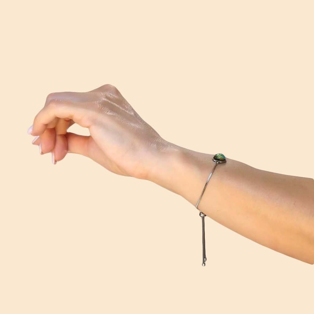 Microcosmoses BRACELET STEEL BRACELET ORANGE FIRE ~ CRYSTAL GREEN | ST. STEEL | PERFECT FIT | REFLET