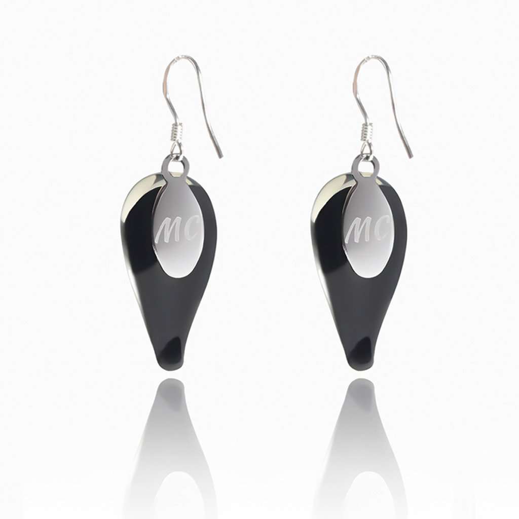 Microcosmoses EARRINGS DROP GLASS REFLET EARRINGS ORANGE FIRE ~ CRYSTAL GREEN | DROP | SILVER 925 | REFLET