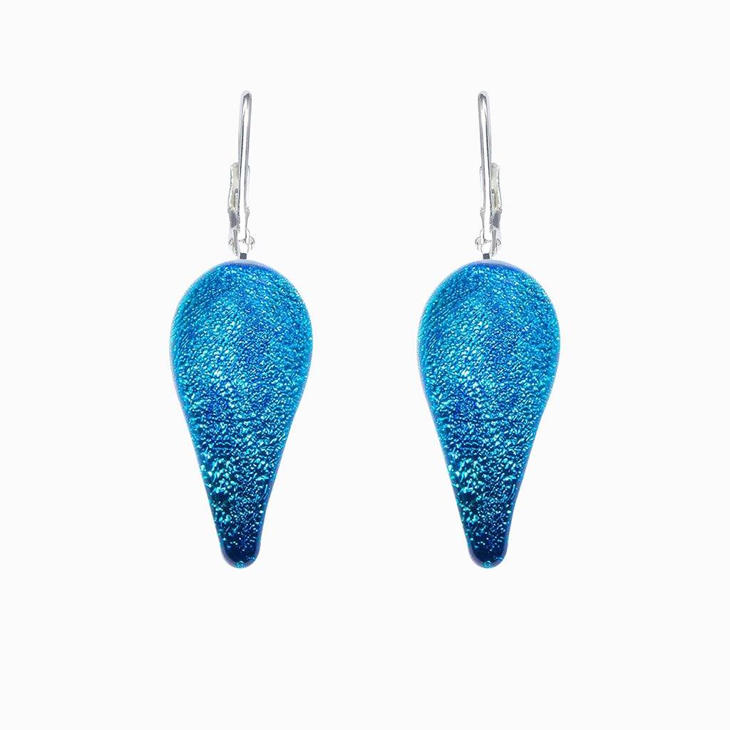 Microcosmoses EARRINGS DROP GLASS REFLET EARRINGS VERT DE BLEU ~ TEAL | DROP | SILVER 925 | REFLET