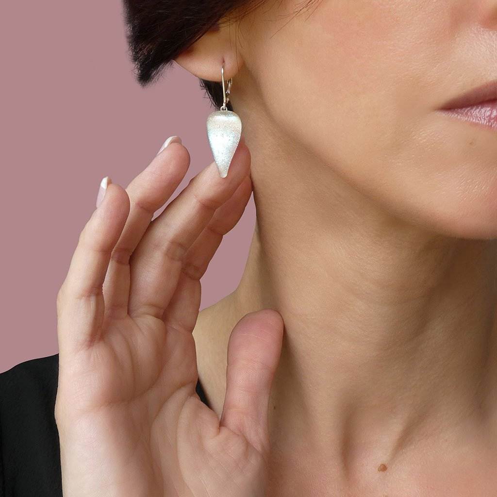 Microcosmoses EARRINGS DROP GLASS REFLET EARRINGS WHITE RIVER | DROP | SILVER 925 | REFLET