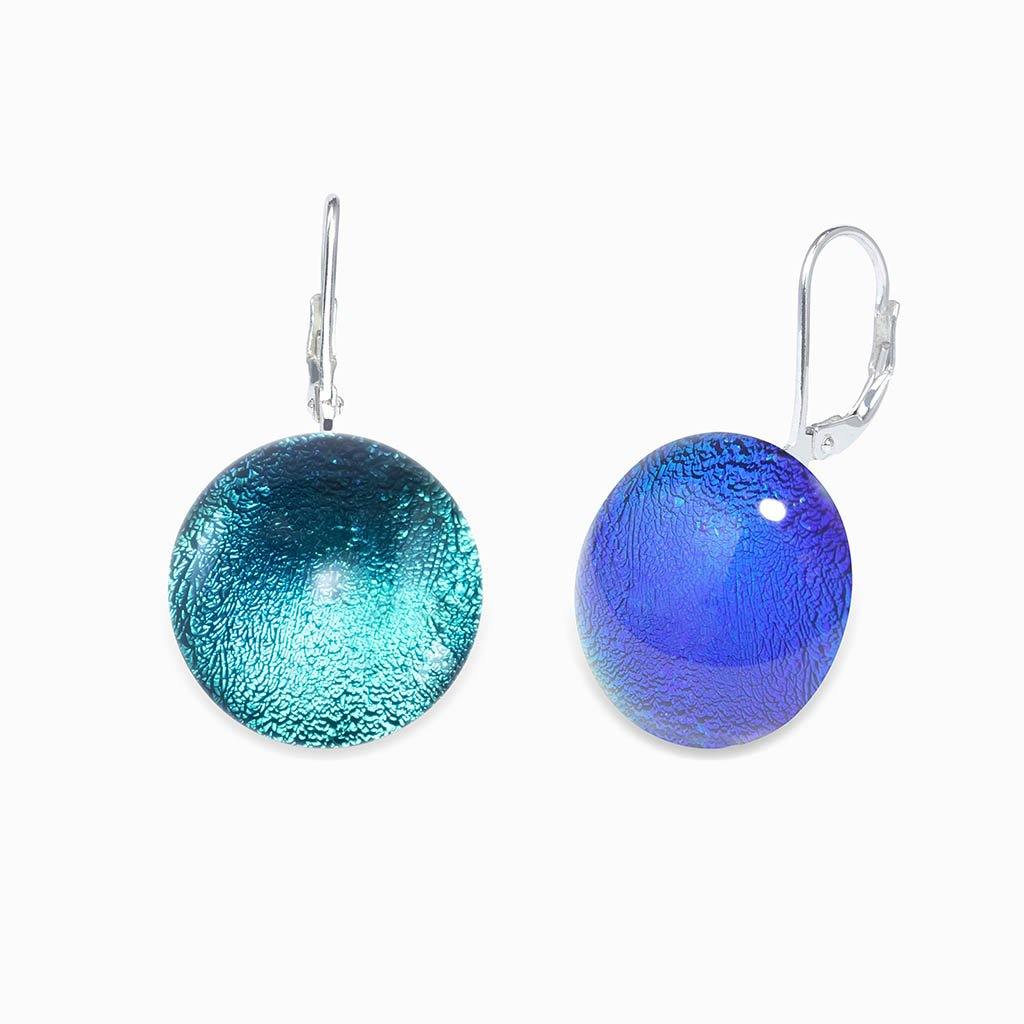 Microcosmoses EARRINGS GLASS REFLET EARRINGS EMERAUDE ~ IRIS BLUE | ECLIPSE | SILVER 925 | REFLET