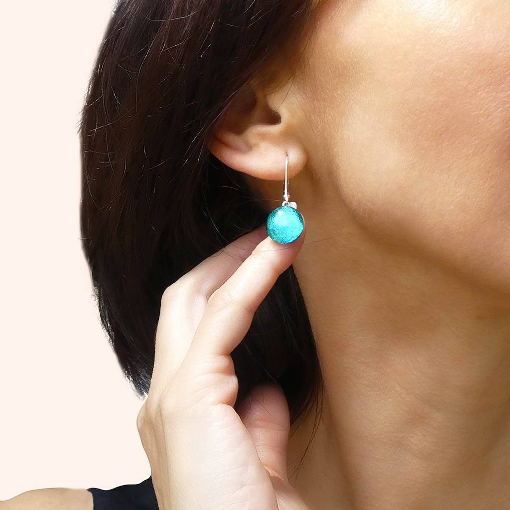 Microcosmoses EARRINGS GLASS REFLET EARRINGS TURQUOISE ~ NIGHT BLUE | ECLIPSE | SILVER 925 | REFLET