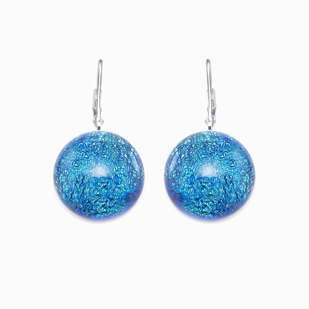 Microcosmoses EARRINGS GLASS REFLET EARRINGS VERT DE BLEU ~ TEAL | ECLIPSE | SILVER 925 | REFLET