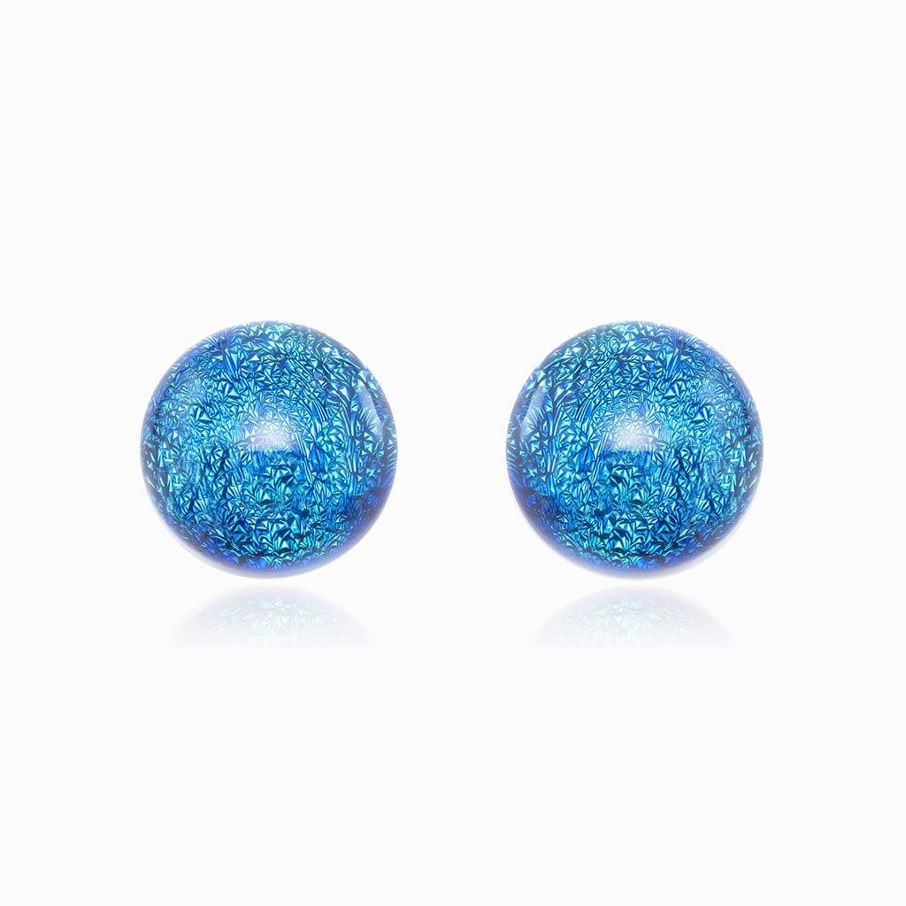 Microcosmoses EARRINGS GLASS REFLET EARRINGS VERT DE BLEU ~ TEAL | ECLIPSE | STUD | REFLET