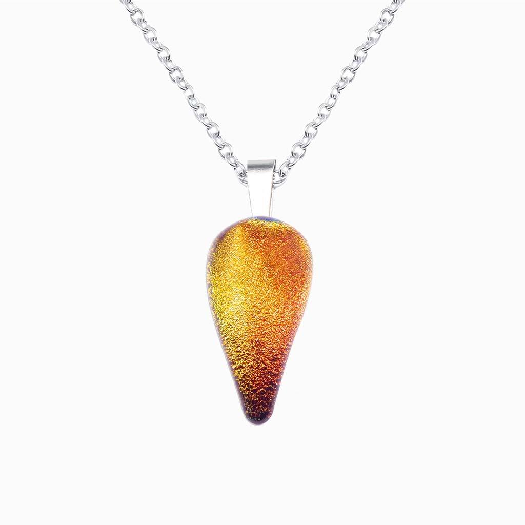 Microcosmoses NECKLACE NECKLACE ORANGE FIRE ~ CRYSTAL GREEN | DROP | REFLET