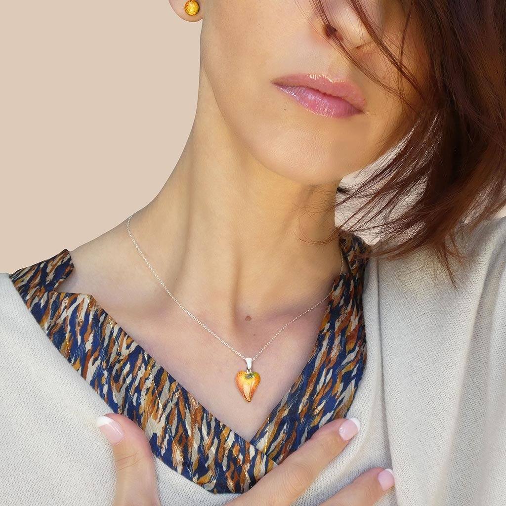 Microcosmoses NECKLACE NECKLACE ORANGE FIRE ~ CRYSTAL GREEN | HEART | REFLET