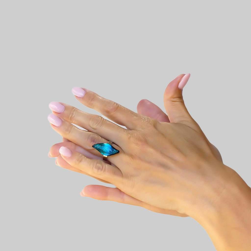 Microcosmoses RINGS GLASS REFLET RING EMERAUDE ~ IRIS BLUE | ALMOND | REFLET