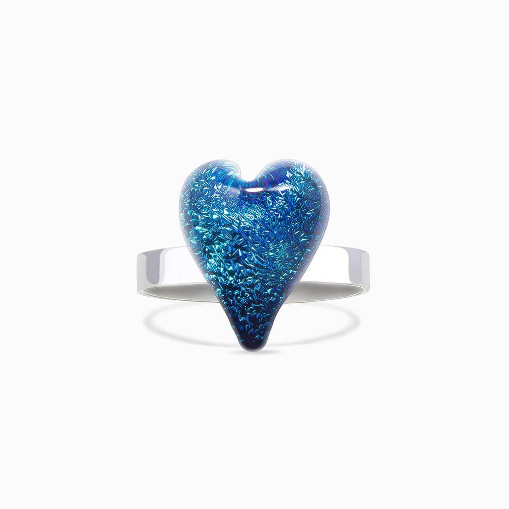 Microcosmoses RINGS GLASS REFLET RING VERT DE BLEU ~ TEAL | HEART | REFLET